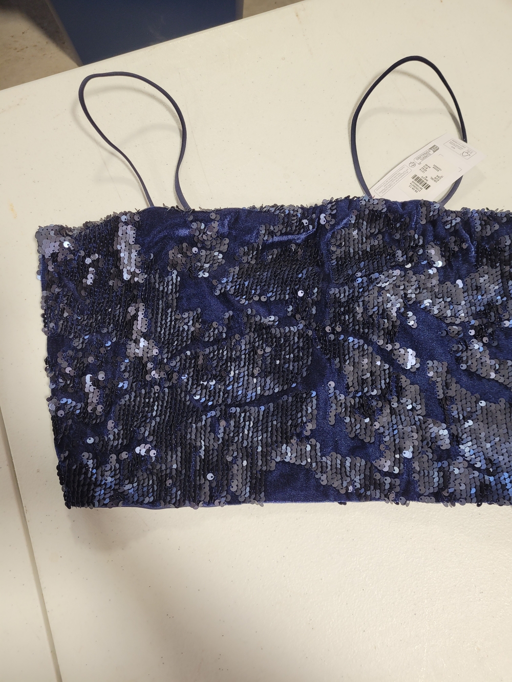 Primark Navy Blue Sequin Camisole Crop Top